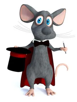 3D rendering of a cartoon mouse wizard. Stock Illustration