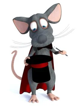 3D rendering of a cartoon mouse wizard. Stock Illustration