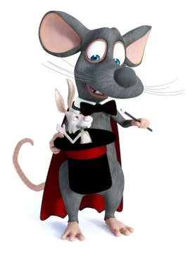3D rendering of a cartoon mouse wizard. Stock Illustration