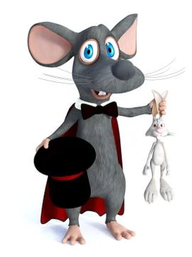 3D rendering of a cartoon mouse wizard. Stock Illustration