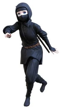 3D Rendering Cartoon Ninja Boy on White Stock Illustration