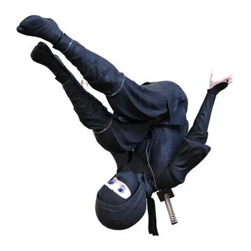 3D Rendering Cartoon Ninja Boy on White Stock Illustration