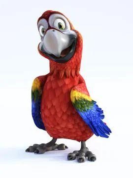 3D rendering of cartoon parrot smiling. Stock Illustration