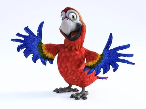 3D rendering of cartoon parrot smiling. Stock Illustration