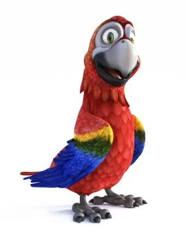 3D rendering of cartoon parrot smiling. Stock Illustration