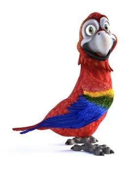 3D rendering of cartoon parrot smiling. Stock Illustration