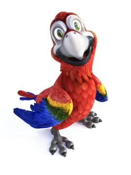 3D rendering of cartoon parrot smiling. Stock Illustration