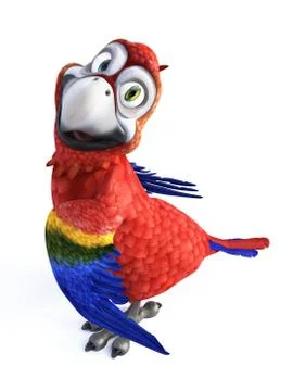 3D rendering of cartoon parrot smiling. Stock Illustration