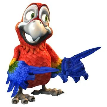 3D Rendering Cartoon Parrot on White Stock Illustration