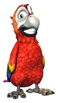 3D Rendering Cartoon Parrot on White Stock Illustration