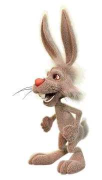 3D Rendering Cartoon Rabbit on White Stock Illustration