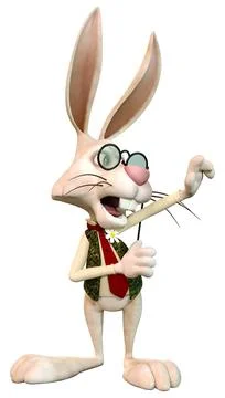 3D Rendering Cartoon Rabbit on White Stock Illustration