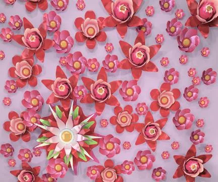 3d rendering of cartoon stylized lotus flowers on water Stock Illustration