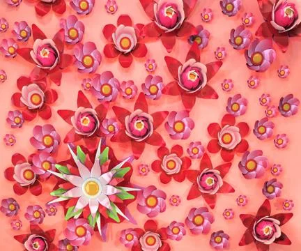 3d rendering of cartoon stylized lotus flowers on water Stock Illustration