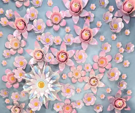 3d rendering of cartoon stylized lotus flowers on water Stock Illustration