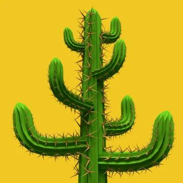 3d rendering of  cartoon stylized mexican cactus Stock Illustration