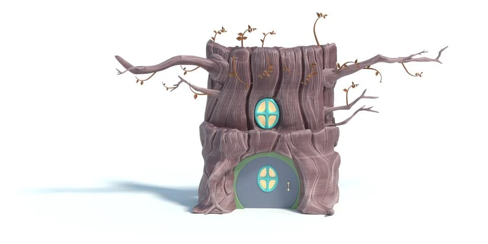 3d rendering of cartoon tree house isolated on white background. Stock Illustration