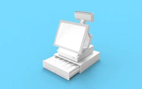 3D rendering of a cash register isolated in empty space b ackground. Stock Illustration