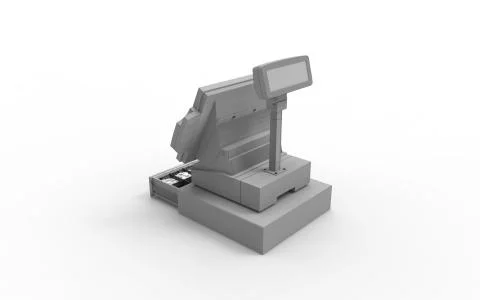 3D rendering of a cash register isolated in empty space b ackground. Stock Illustration