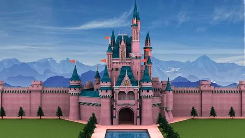 3D rendering of a castle on a background of a blue sky Stock Illustration