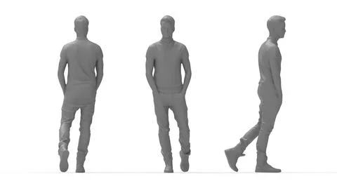 3D rendering of a casual dressed young man computer model isolated on empty Illustrazione stock