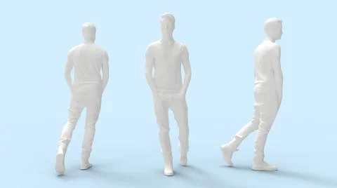 3D rendering of a casual dressed young man computer model isolated on empty Stock Illustration