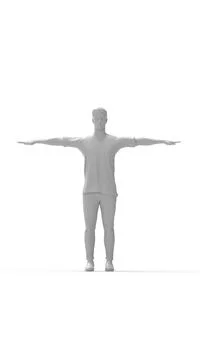 3D rendering of a casual man front side and back view. Arms spread computer Illustrazione stock