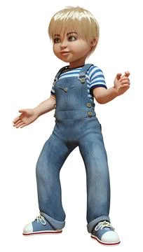 3D Rendering Caucasian Boy on White Stock Illustration