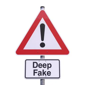 3d rendering of a caution traffic sign with the message deep fake - isolated. イラスト素材