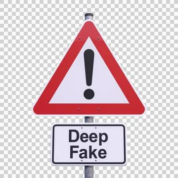3d rendering of a caution traffic sign with the message deep fake - isolated. イラスト素材