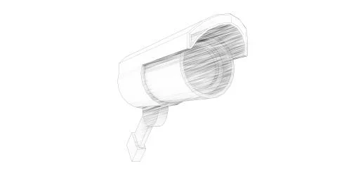 3D rendering of a CCtv camera isolated in white background Stock Illustration