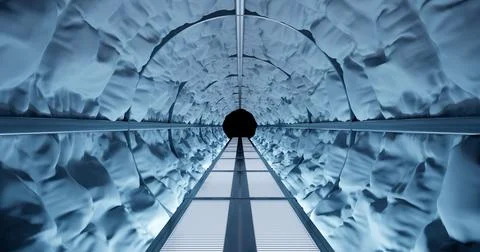 3d rendering. Celendric corridor with walls of swollen or puffy fabric in bri Illustrazione stock