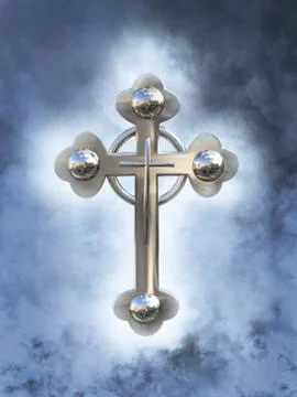 3D rendering of a celtic cross in heaven. Stock Illustration