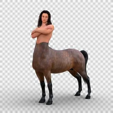 3D rendering of a centaur half man, half horse mythical creature standing wit Stock Illustration