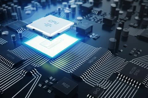 3D rendering Central Computer Processors CPU concept. Electronic engineer of Stock Illustration