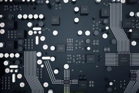 3D rendering Central Computer Processors CPU concept. Electronic engineer of Illustrazione stock