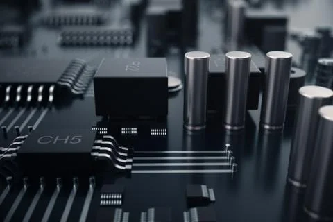 3D rendering Central Computer Processors CPU concept. Electronic engineer of Illustrazione stock