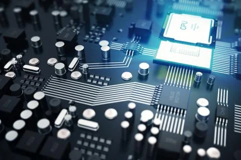 3D rendering Central Computer Processors CPU concept. Electronic engineer of Stock Illustration