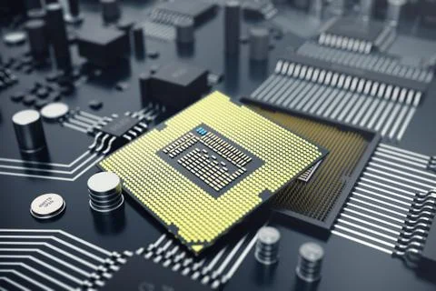 3D rendering Central Computer Processors CPU concept. Electronic engineer of Illustrazione stock