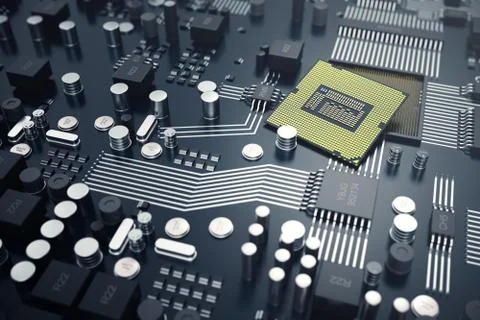 3D rendering Central Computer Processors CPU concept. Electronic engineer of Stock Illustration