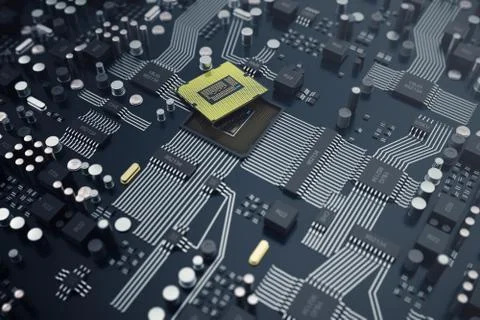 3D rendering Central Computer Processors CPU concept. Electronic engineer of Stock Illustration