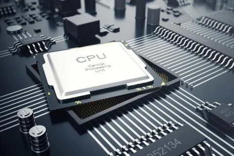 3D rendering Central Computer Processors CPU concept. Electronic engineer of Stock Illustration