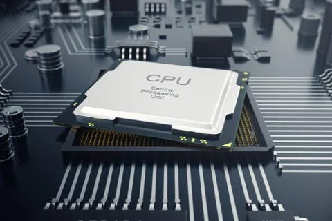 3D rendering Central Computer Processors CPU concept. Electronic engineer of Illustrazione stock