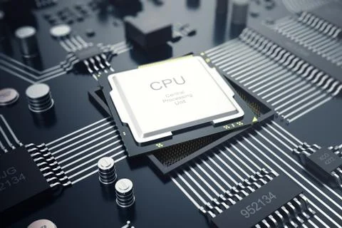 3D rendering Central Computer Processors CPU concept. Electronic engineer of Stock Illustration