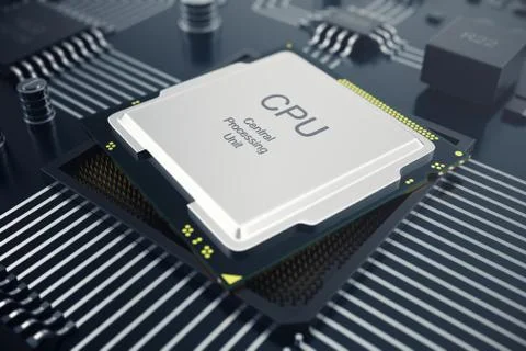 3D rendering Central Computer Processors CPU concept. Electronic engineer of Stock Illustration