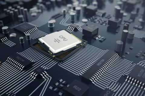 3D rendering Central Computer Processors CPU concept. Electronic engineer of Illustrazione stock
