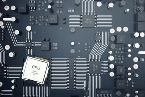 3D rendering Central Computer Processors CPU concept. Electronic engineer of Illustrazione stock