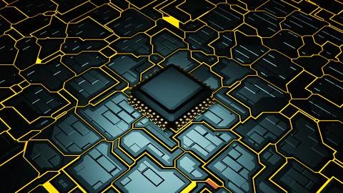 3D rendering of Central Computer Processors CPU, Concept of world chip shortage Stock Illustration