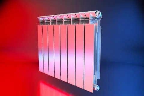 3D rendering. Central heating radiator with many sections. Stock Photos