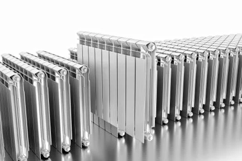 3D rendering. Central heating radiators with many sections. Stock Illustration